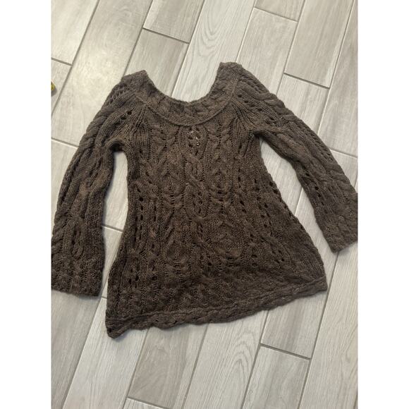 Free People Mauve Bell Long Sleeve Knit Pullover Boat Neck Women Sweater Size S - Picture 9 of 9